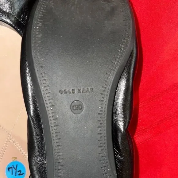 Cole Haan Black Ballet Flats w/ Gold Hardware Size 7 1/2 - Picture 8 of 10